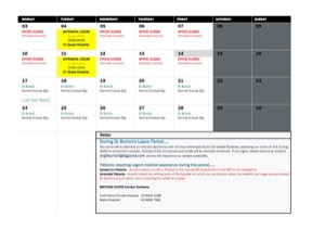 Dr Burton Leave Calendar